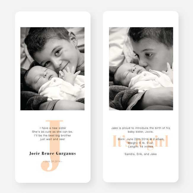 Simply Monogram Birth Announcements - Orange