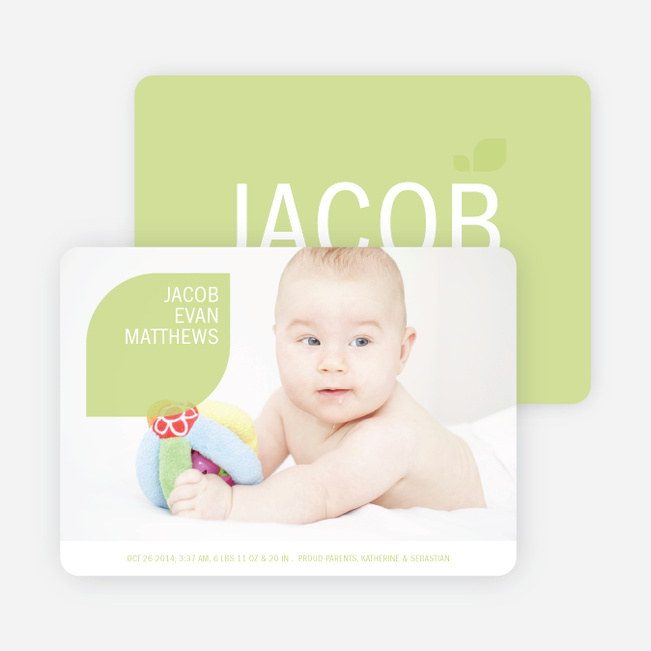 Simply Photos: Leaf Modern Baby Announcement - Light Mint
