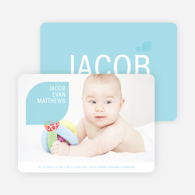 Simply Photos: Leaf Modern Baby Announcement - Light Green