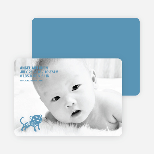 Simply Photos: Year of the Tiger Photo Baby Announcements - Cadet Blue