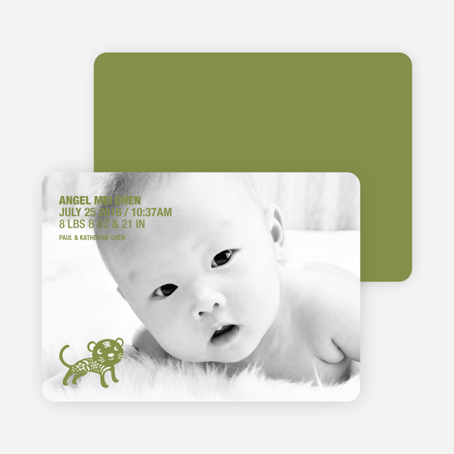 Simply Photos: Year of the Tiger Photo Baby Announcements - Olive Green