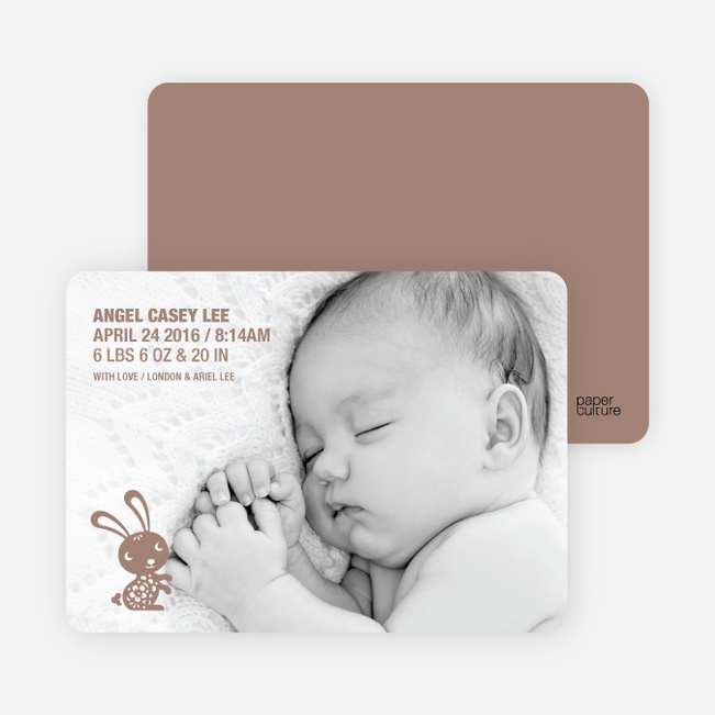 Simply Rabbit Photo Birth Announcements - Chocolate Bunny