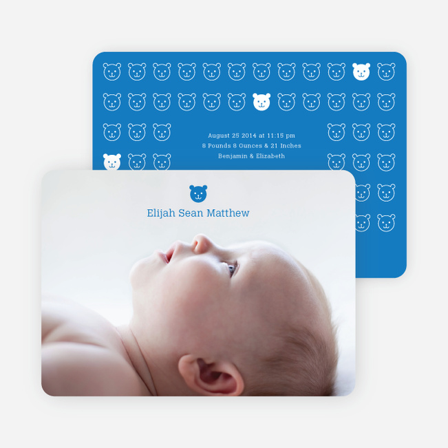 Tiny Teddy Bear Photo Birth Announcement Prints - Royal Blue