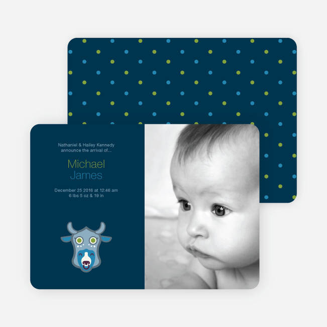 Year of the Ox Modern Birth Announcement - Teal