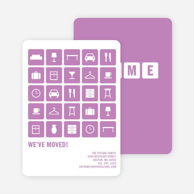 A Dozen Different Objects for your Moving Announcements - Purple Packrat