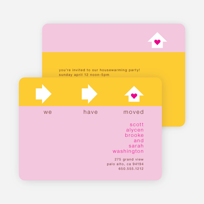 Arrow Arrow House Moving Announcements - Cotton Candy Pink