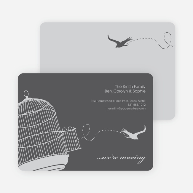 Flown the Coop Moving Announcement and Housewarming Invite - Warm Grey