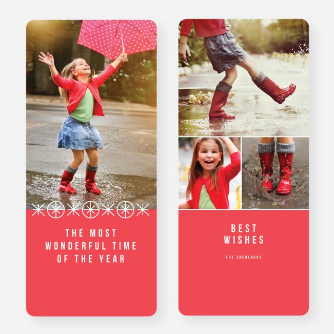 Ornaments and Stars Christmas Cards - Red