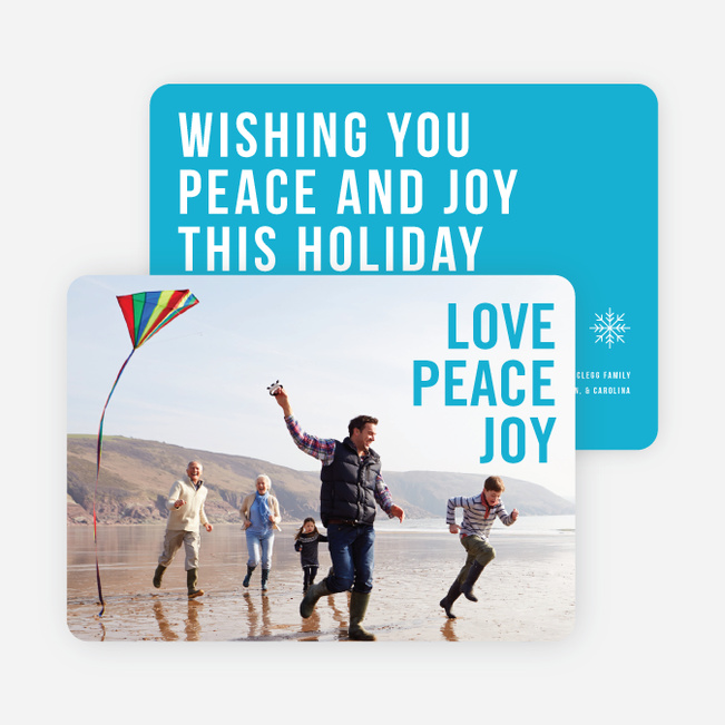 Big and Bold Text Holiday Cards - Blue