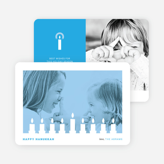 Modern Menorah Hanukkah Cards - Blue