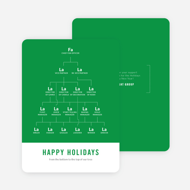 Festive Org Chart Corporate Holiday Cards - Green
