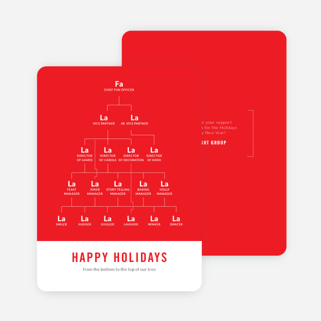 Festive Org Chart Corporate Holiday Cards - Red