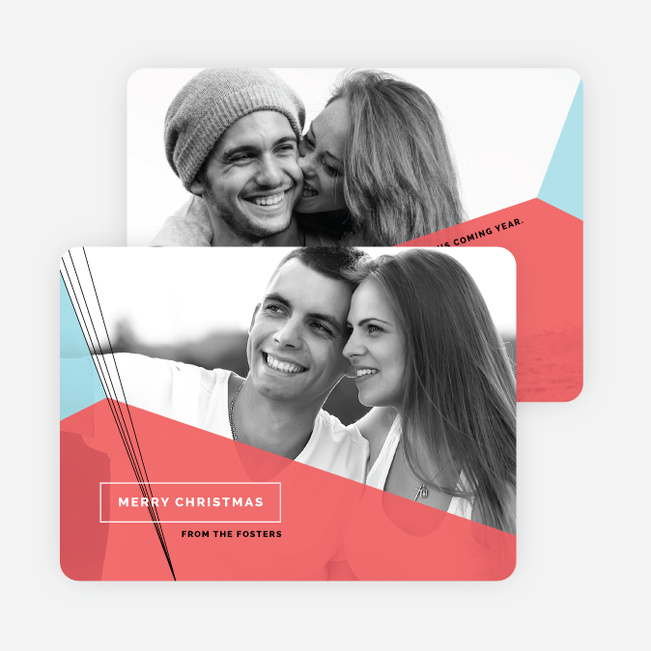 Geometric Photo Christmas Cards - Red