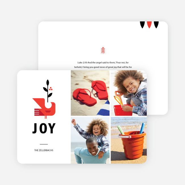 Modern Dove Christmas Card - Red