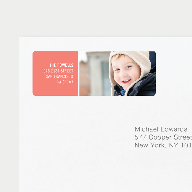Horizontal Photo Right Personalized Address Labels - Pink