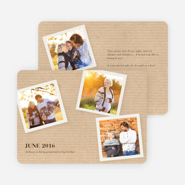 4 Classic Photo Pregnancy Announcements - Brown Corrugate