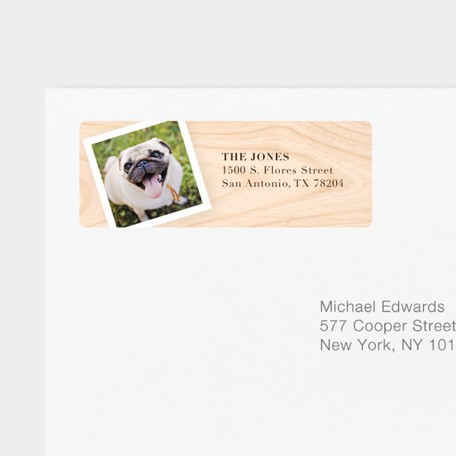 Wood Photo Matching Address Labels - Black