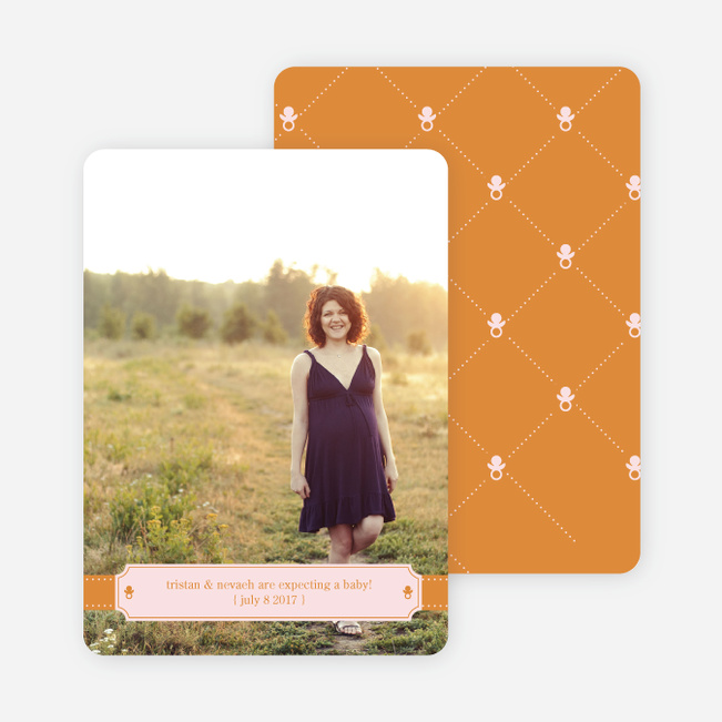 Ribbon Frame Pregnancy Announcements - Orange Sunshine