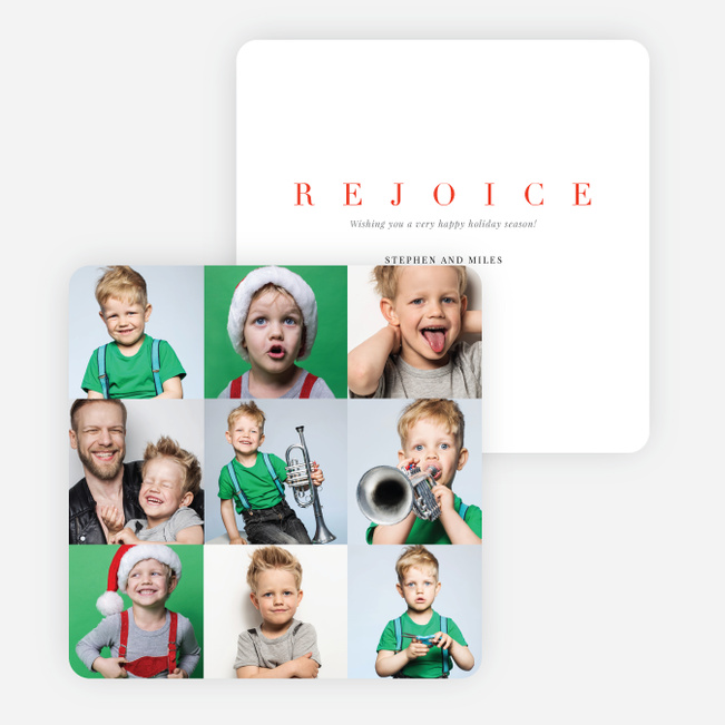 All Over Squares Christmas Cards - Red