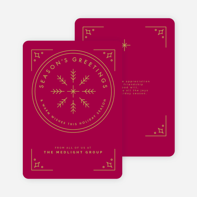 Classic Snowflake Corporate Holiday Cards - Red