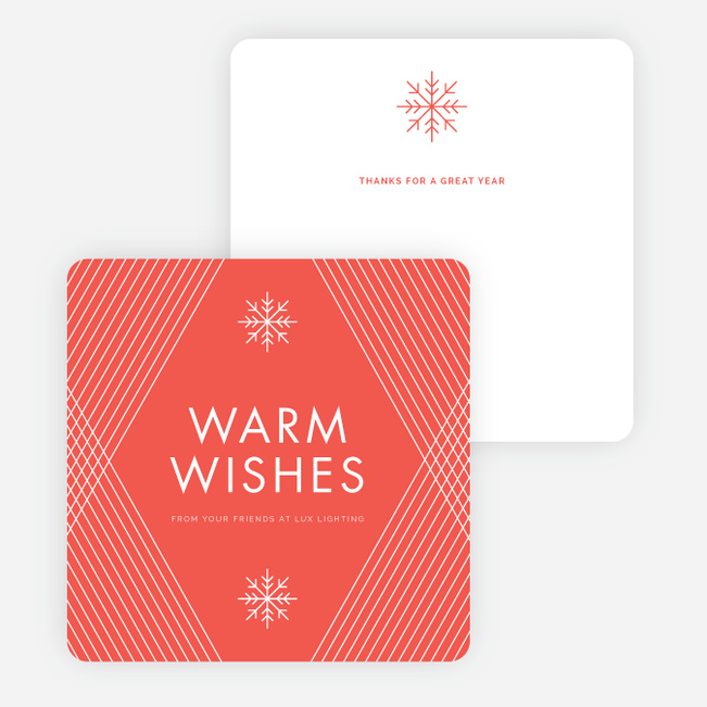 Diagonal Pattern Corporate Holiday Cards - Red