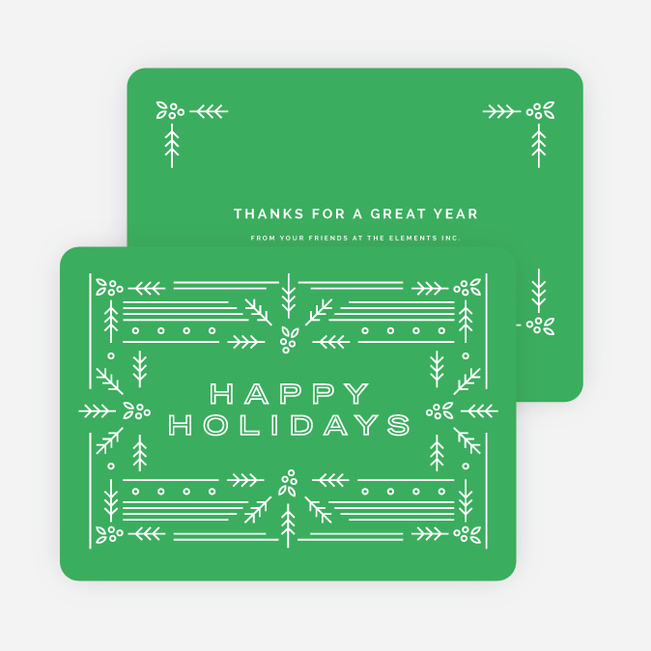 Modern Holly Corporate Holiday Cards - Green