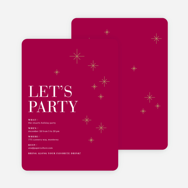 Modern Stars Holiday Party Invitations - Red