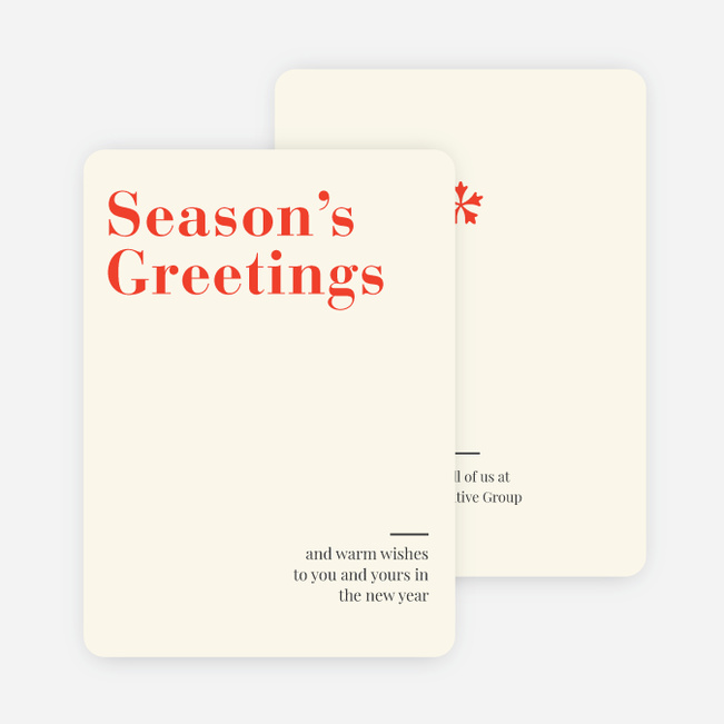 Snowflake Icon Corporate Holiday Cards - Red