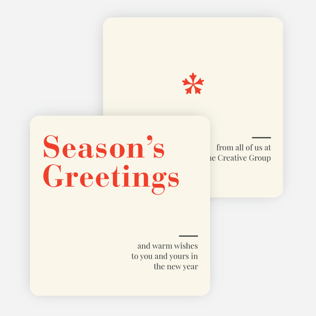 Snowflake Icon Corporate Holiday Cards - Red