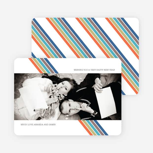 Rainbow Stripes New Year’s Cards - Main
