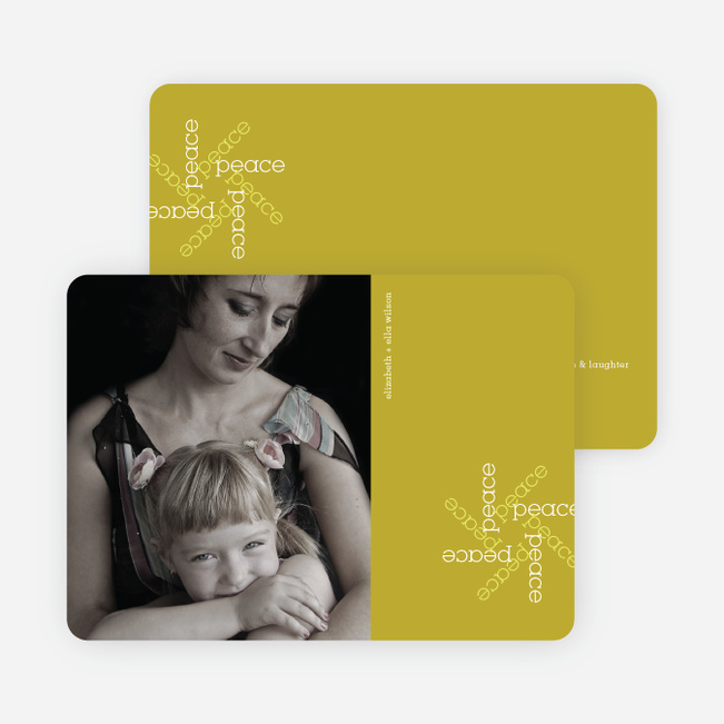 Snowflake Peace Holiday Photo Cards - Lemongrass