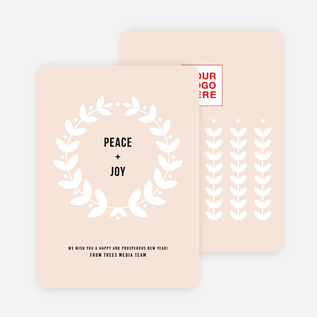 Joyful Wreath Corporate Holiday Cards - Beige