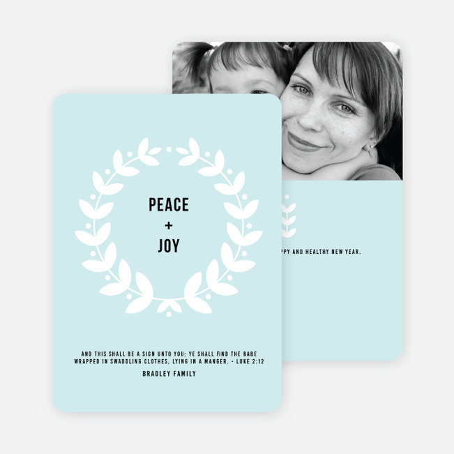Peace Wreath Holiday Cards - Blue