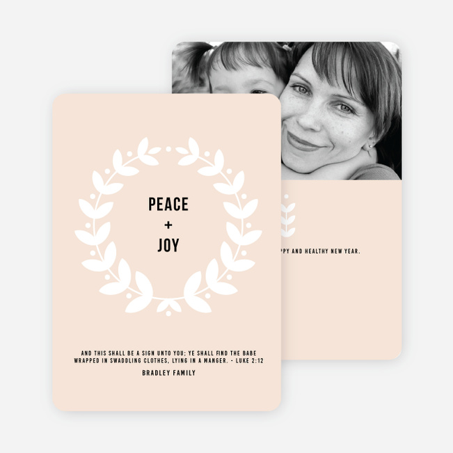 Peace Wreath Holiday Cards - Beige