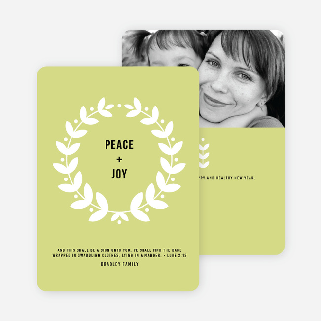 Peace Wreath Holiday Cards - Green