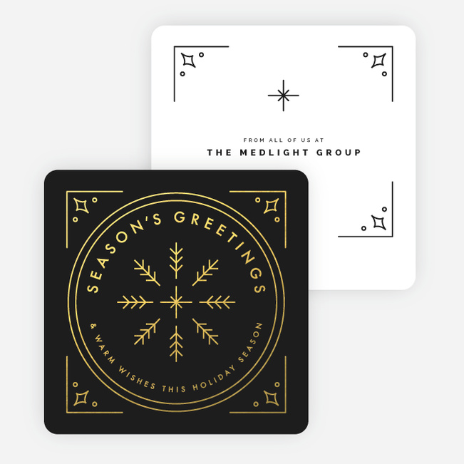 Classic Foil Snowflake Corporate Holiday Cards - Black