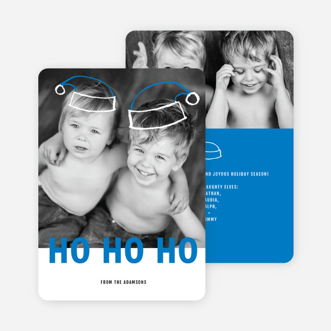 Floating Santa Hats Christmas Cards - Blue