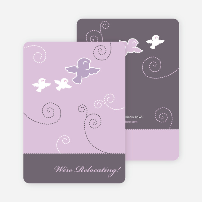 Flying the Coop Change of Address and Moving Announcements - Lavender