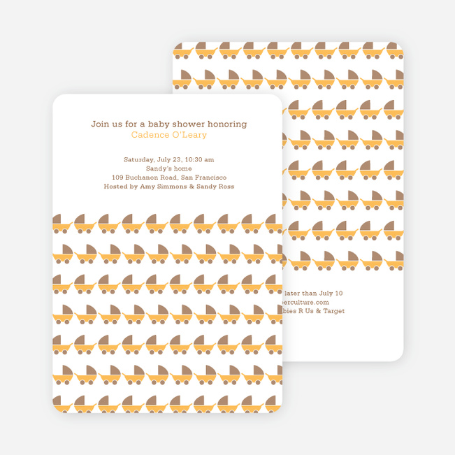 Baby Carriage Shower Invitation - Creamy Orange