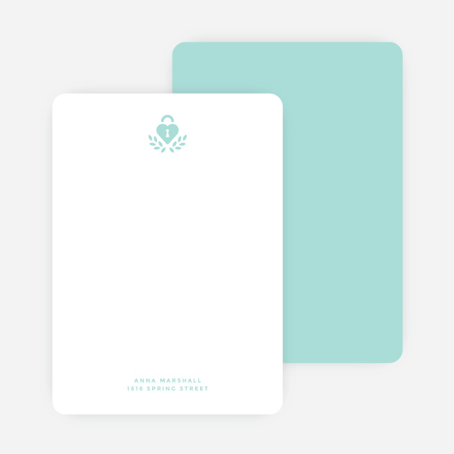 Heart Locket Personal Stationery - Green