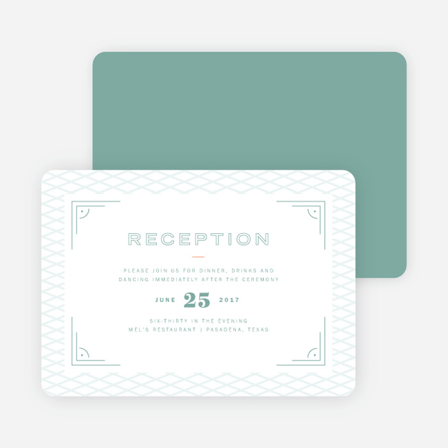 Crossing Paths Wedding Reception Cards - Green