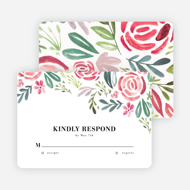 Strokes of Floral Wedding Response Cards - Red
