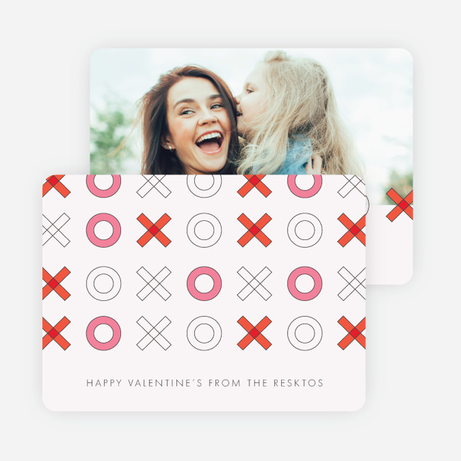 X’s and O’s Modern Valentine’s Cards - Red