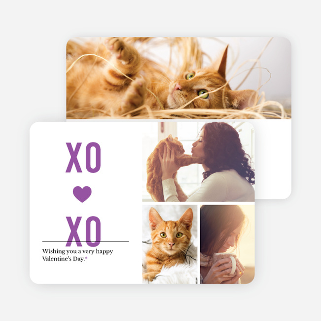 X’s and O’s Photo Valentine’s Day Cards - Purple