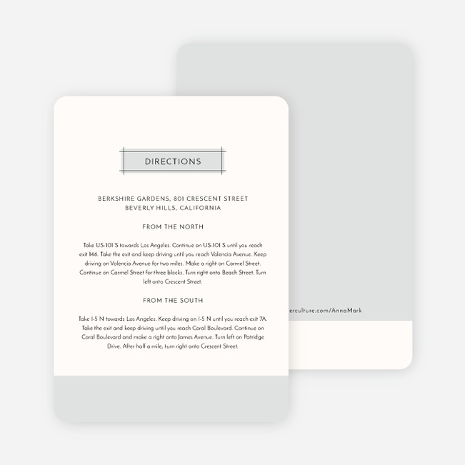 Simple Lines Wedding Direction Cards - Gray