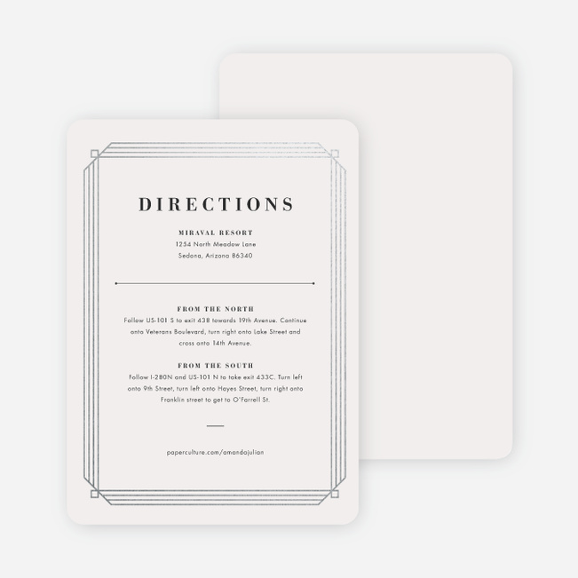 Art Deco Wedding Direction Cards - Beige