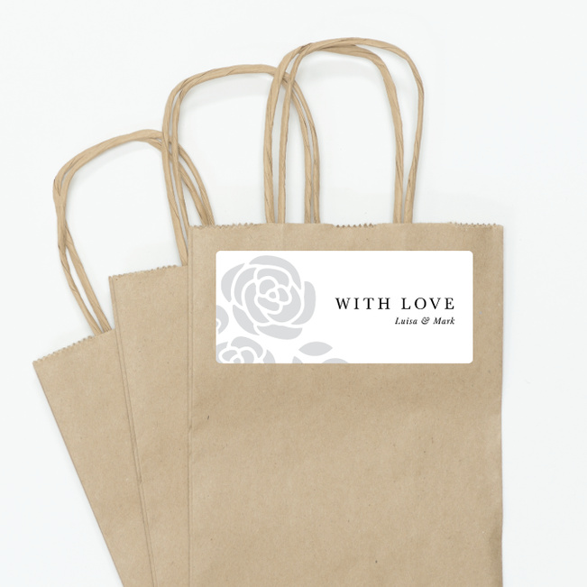 Coming Up Roses Wedding Gift Tags and Stickers - Black