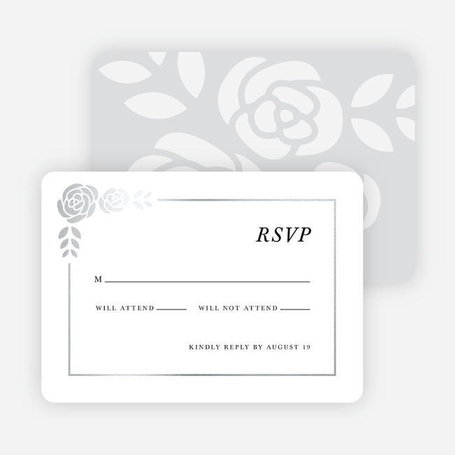 Coming Up Roses Wedding Response Cards - Black