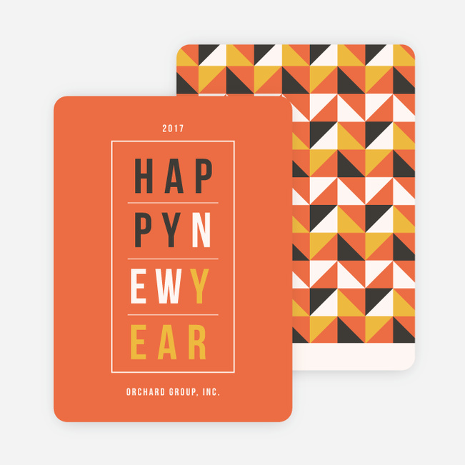 Geometric Modern Triangles New Year Cards - Orange