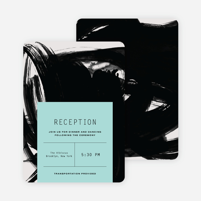 Bold Strokes Wedding Reception Cards - Green